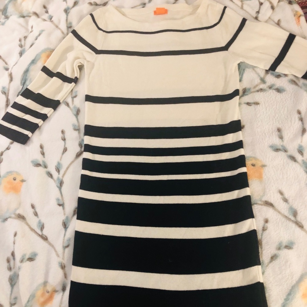Black/cream striped sweater dress